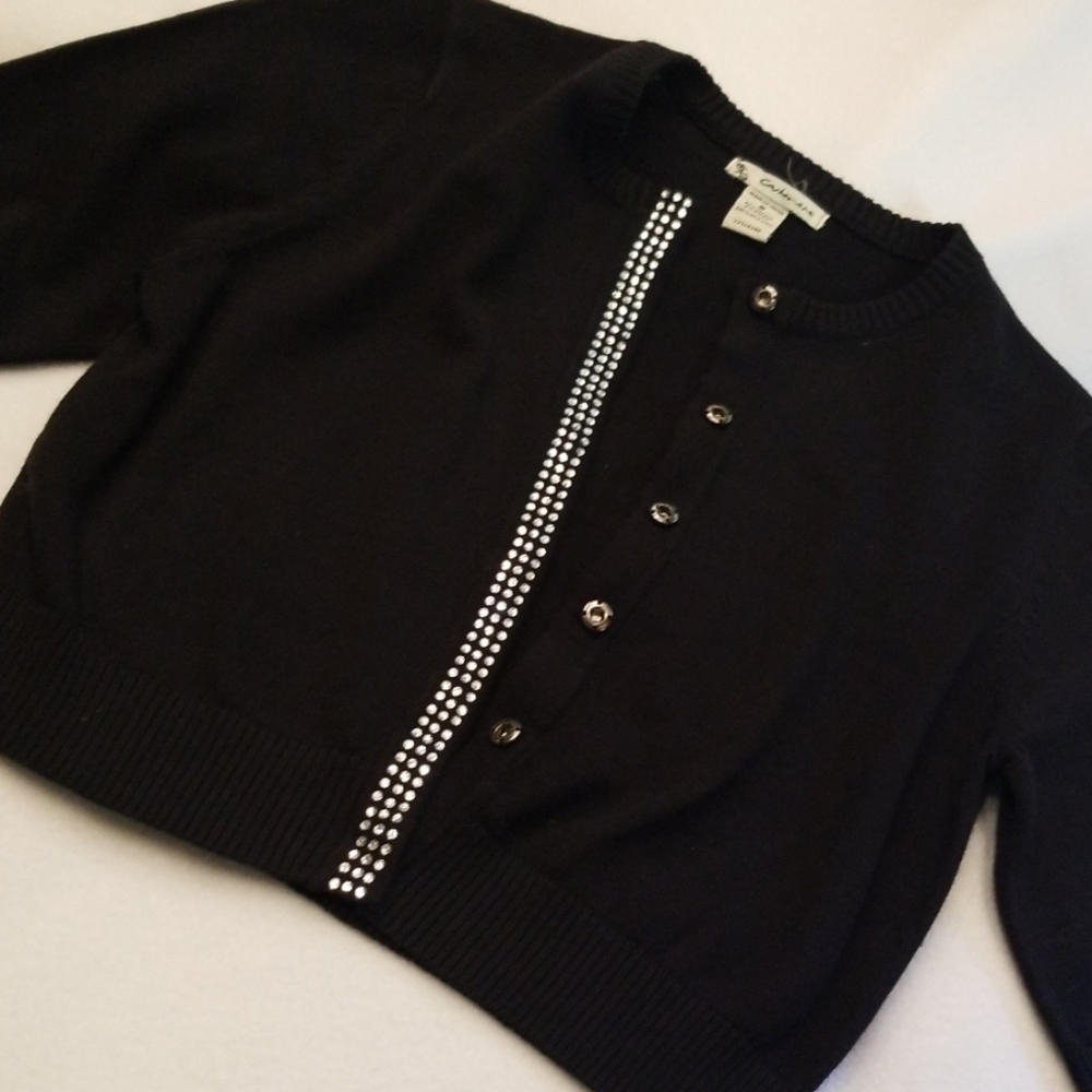 GIFTED Cashmere Brand Crop Short Sleeve Crystal Cardigan